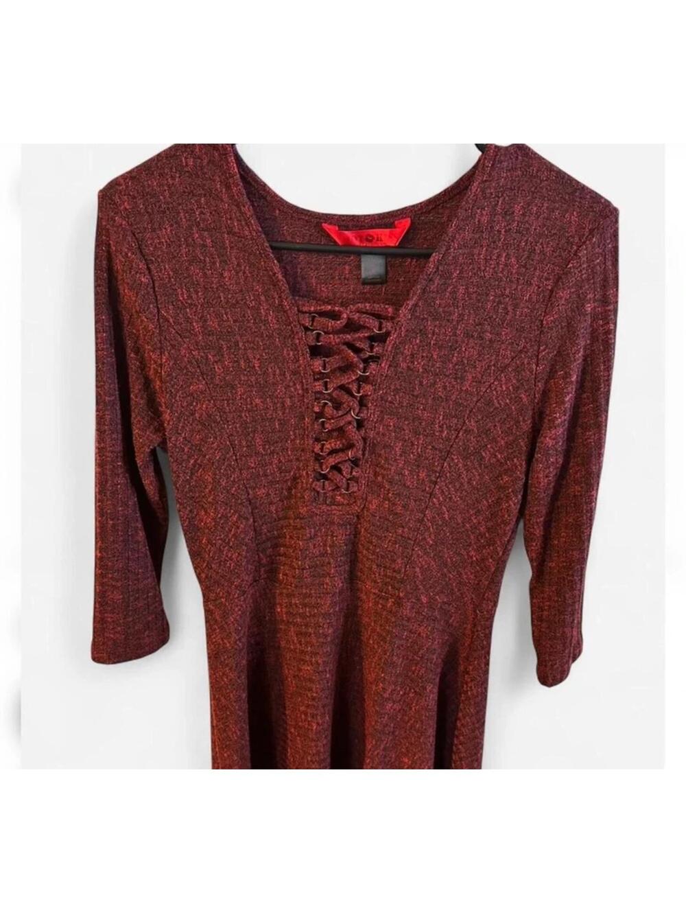 Burgundy Dress Lace Up Size L